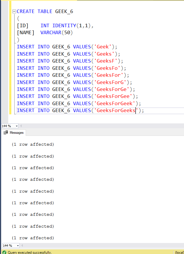 SQL Server Identity  GeeksforGeeks